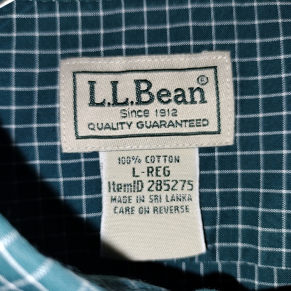 L.L. Bean 100% Cotton Wrinkle Free Traditional Fit Windowpane Pattern Sz. L-Reg - Picture 3 of 6